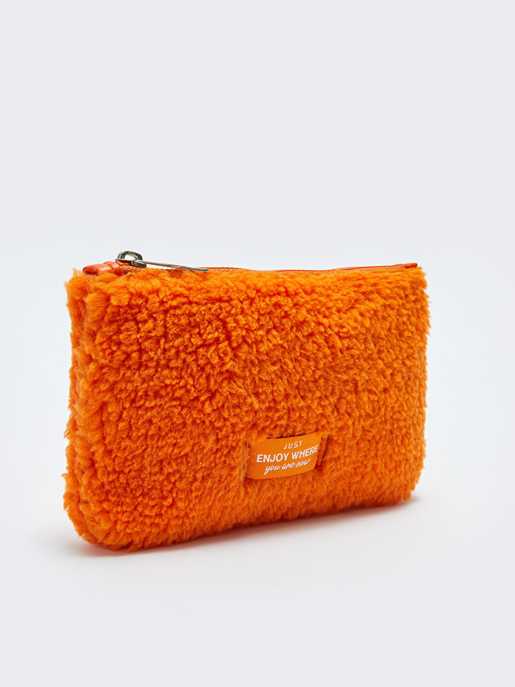 Turuncu Pelüş Etiket Baskılı Kadın Cüzdan-1