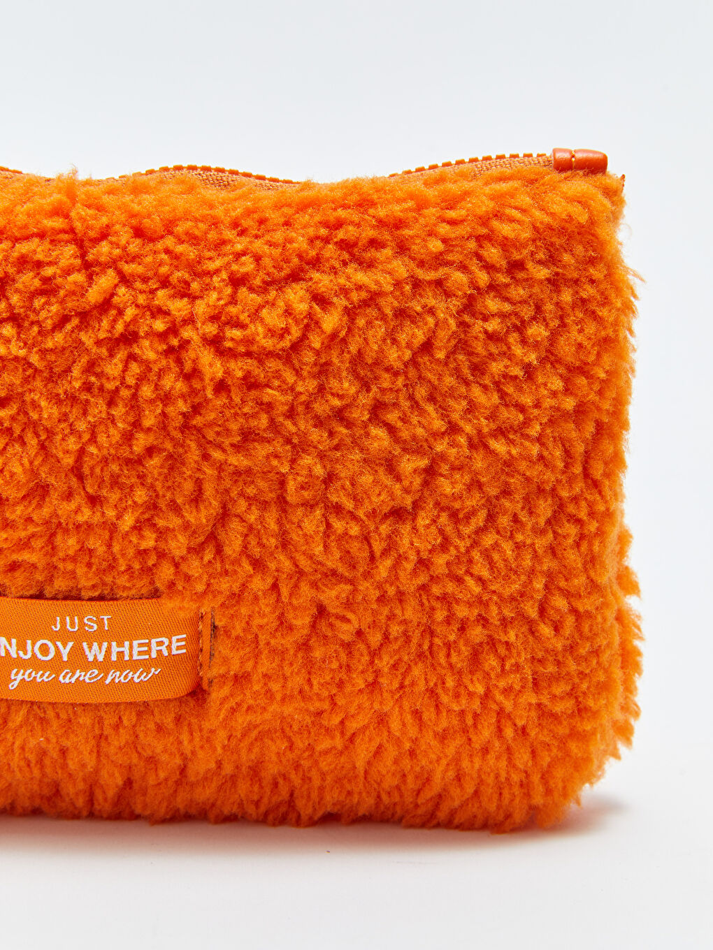 Turuncu Pelüş Etiket Baskılı Kadın Cüzdan-4