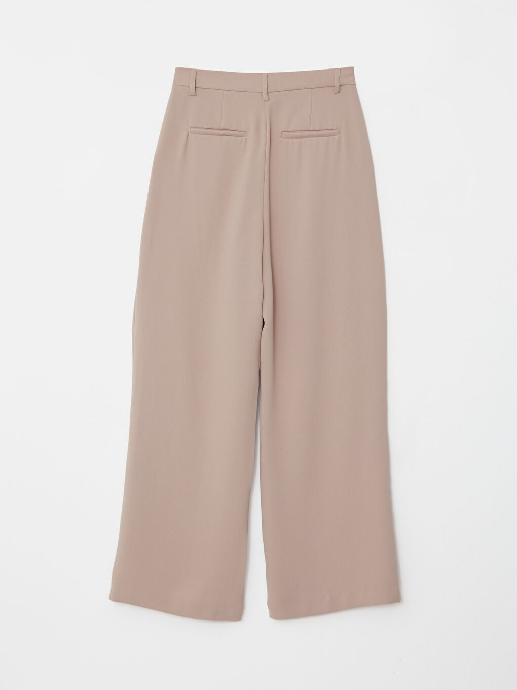 Bej Kadın Yüksek Bel Rahat Kalıp Düz Pantolon-6