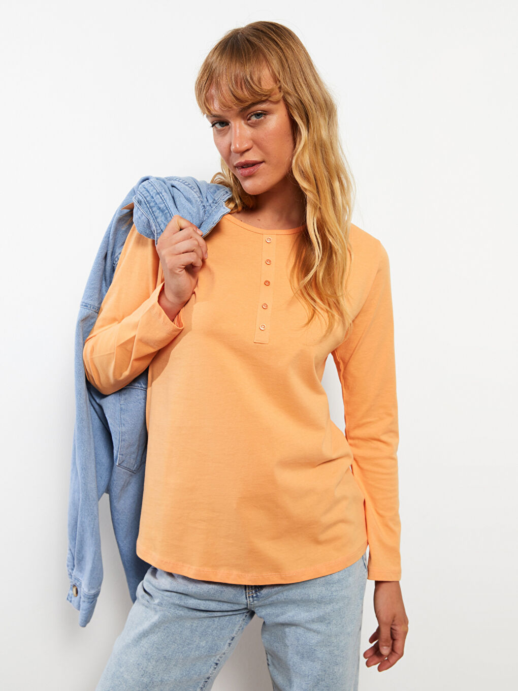 Crew Neck Regular Long Sleeve Cotton Women's T-shirt