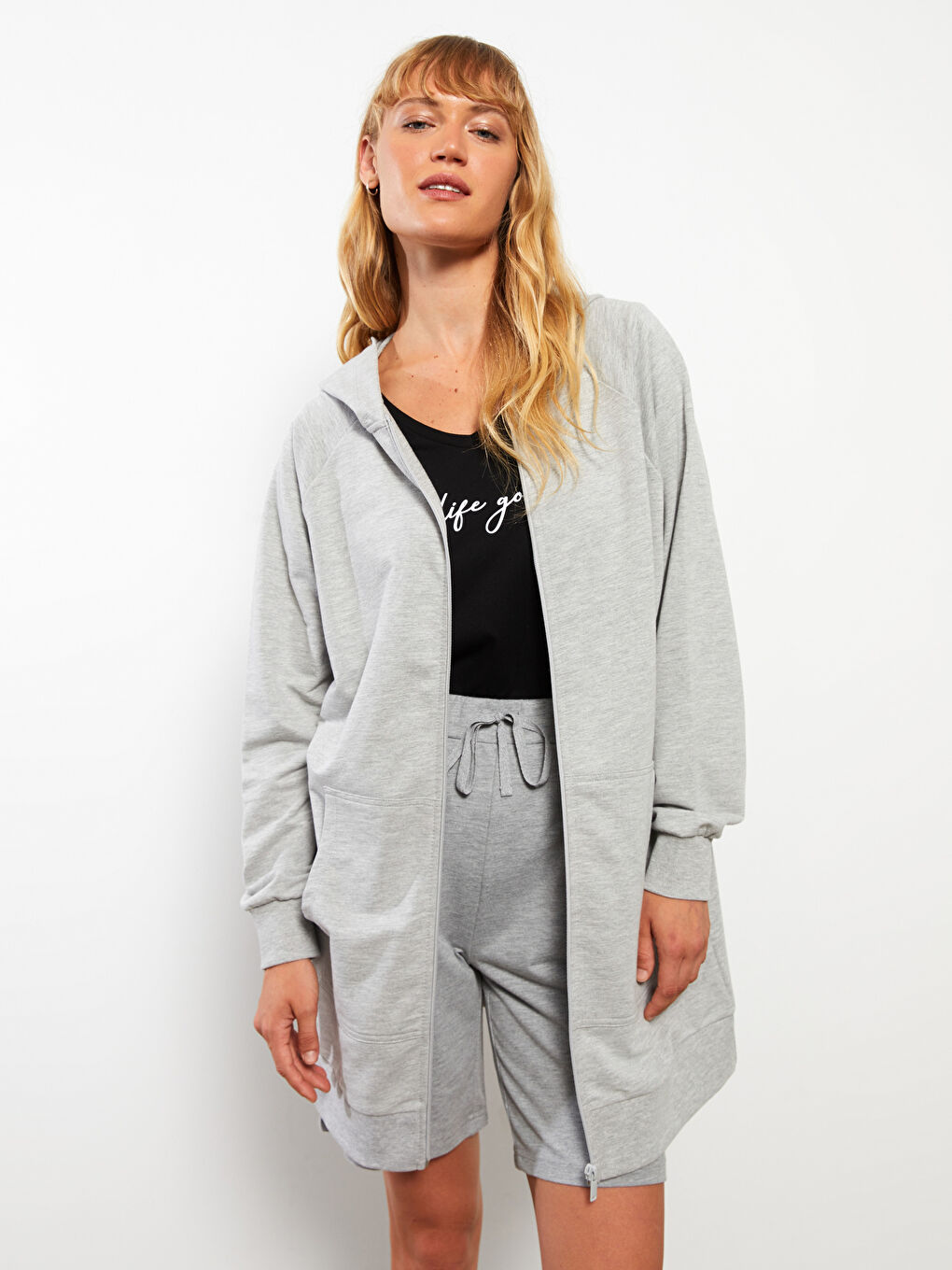 LC Waikiki Hooded Plain Long Sleeve Women's Sports Cardigan -W2GE24Z8-E8N