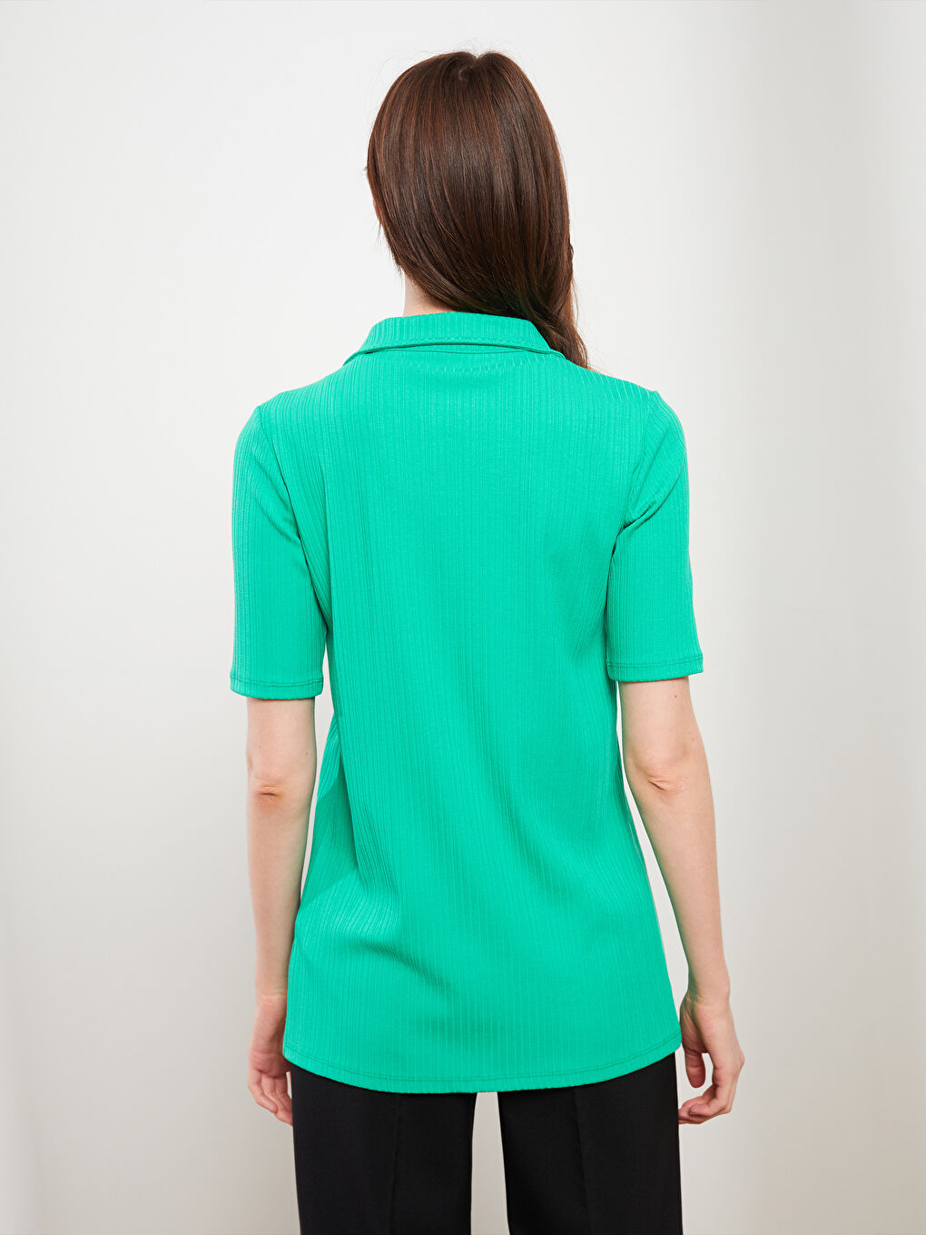 Polo Neck Straight Short Sleeve Women's Cardigan -W2GE28Z8-GHU
