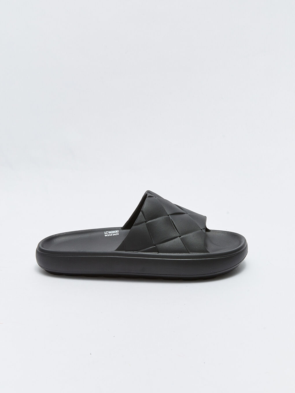 Siyah Kendinden Desenli Tek Bantlı Erkek Terlik-1