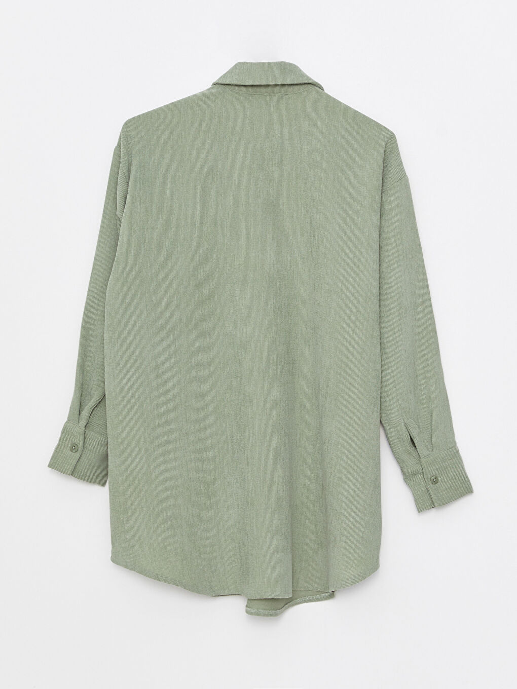 Haki Düz Uzun Kollu Kadın Gömlek Tunik-6