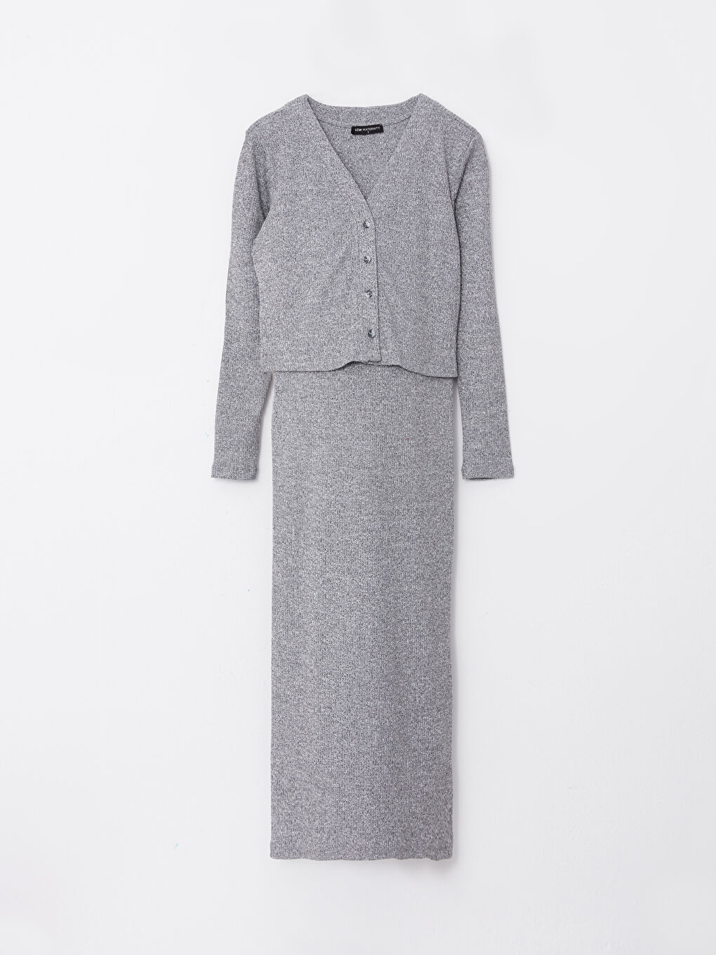 طقم فستان حوامل كارديجان بأكمام طويلة وقبة على شكل حرف V وقصة مستقيمة-5