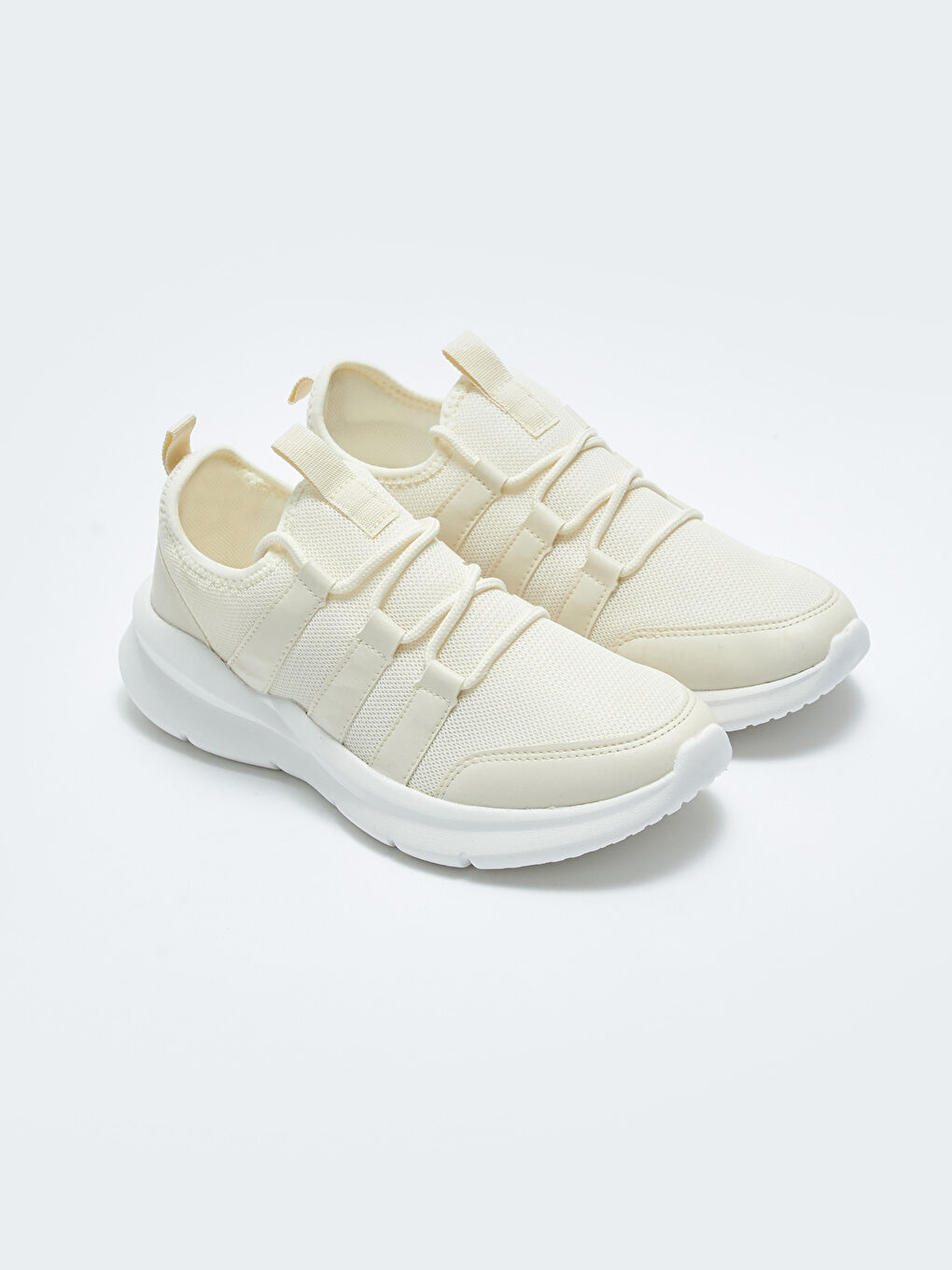 Ekru File Detaylı Kadın Aktif Spor Ayakkabı