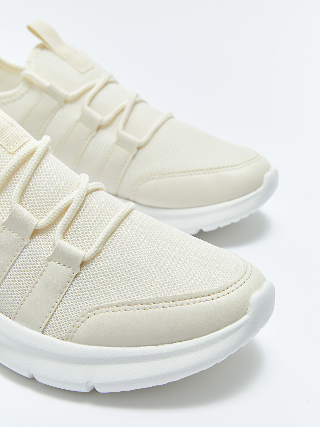 Ekru File Detaylı Kadın Aktif Spor Ayakkabı-2