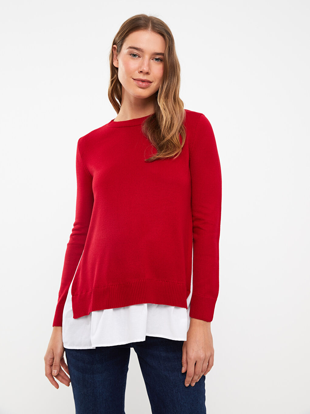 LCWAIKIKI Maternity Crew Neck Regular Long Sleeve Maternity Tricot Sweater -W2GE67Z8-SNJ