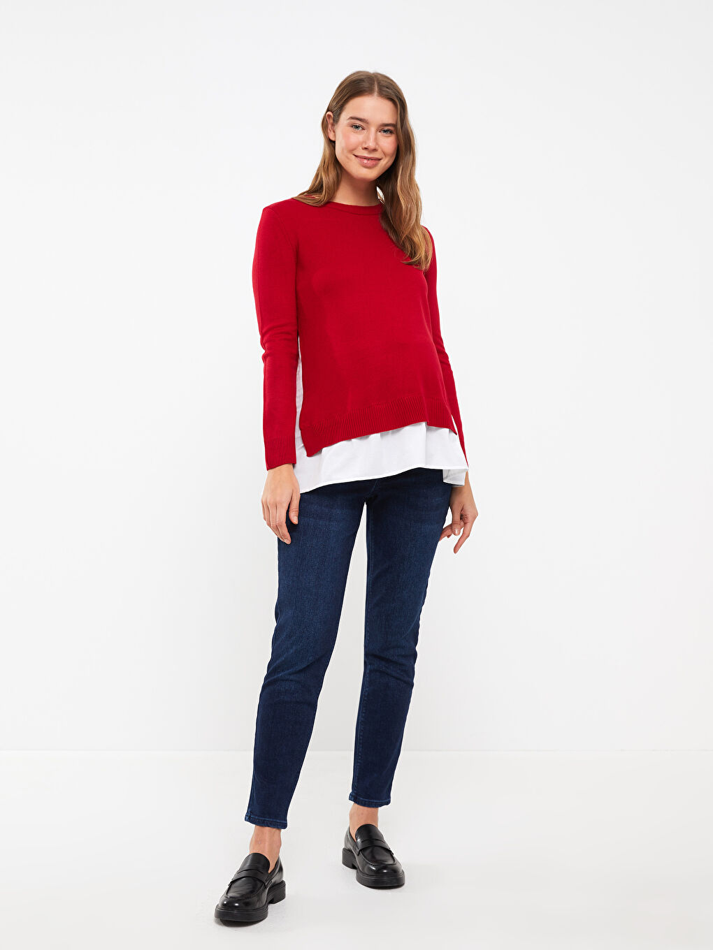 LCWAIKIKI Maternity Crew Neck Regular Long Sleeve Maternity Tricot Sweater -W2GE67Z8-SNJ