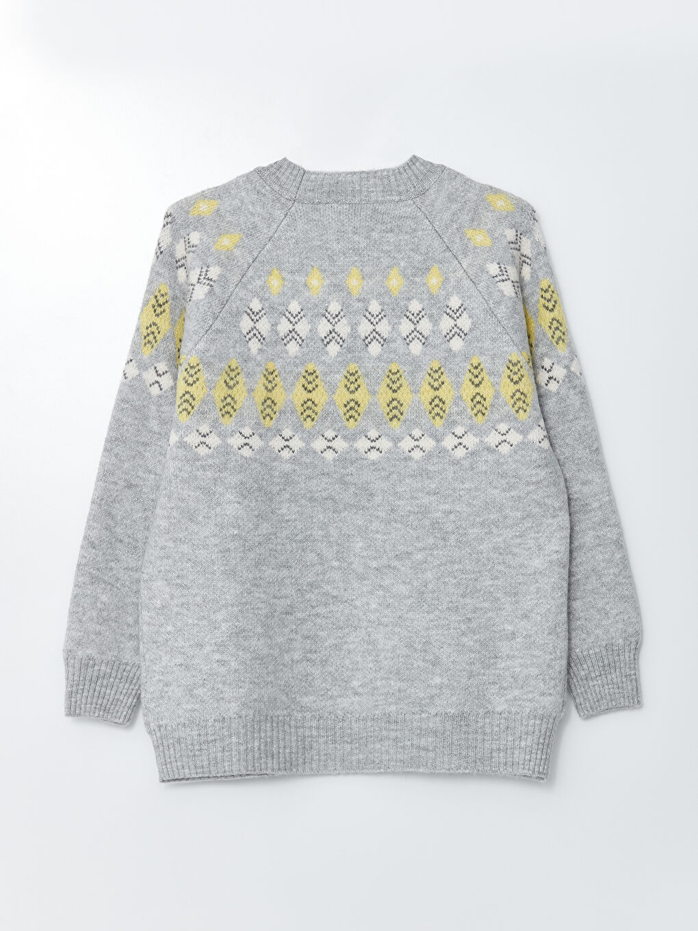 Gri Bisiklet Yaka Desenli Uzun Kollu Hamile Triko Kazak-6