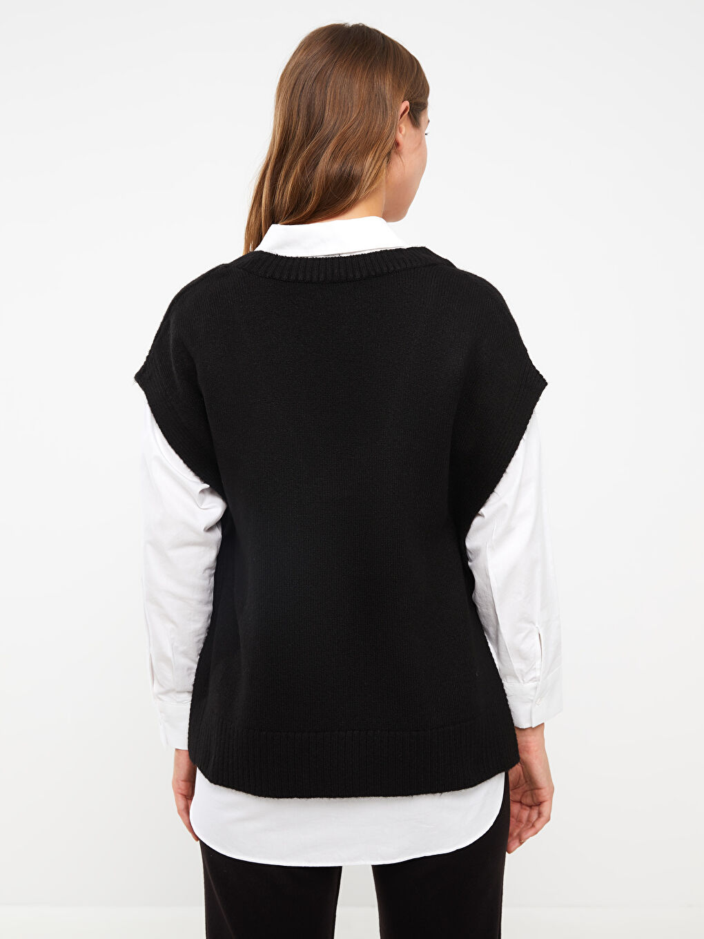 LCWAIKIKI Maternity V-Ausschnitt Schlichter Strick Pullunder Schwangerschaftspullover -W2GE74Z8-CVL