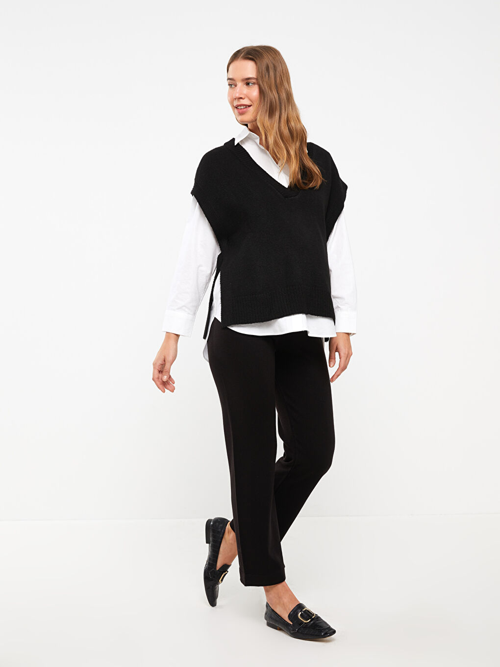 Croială Standard Regular Pantaloni Tricot pentru Gravide-1