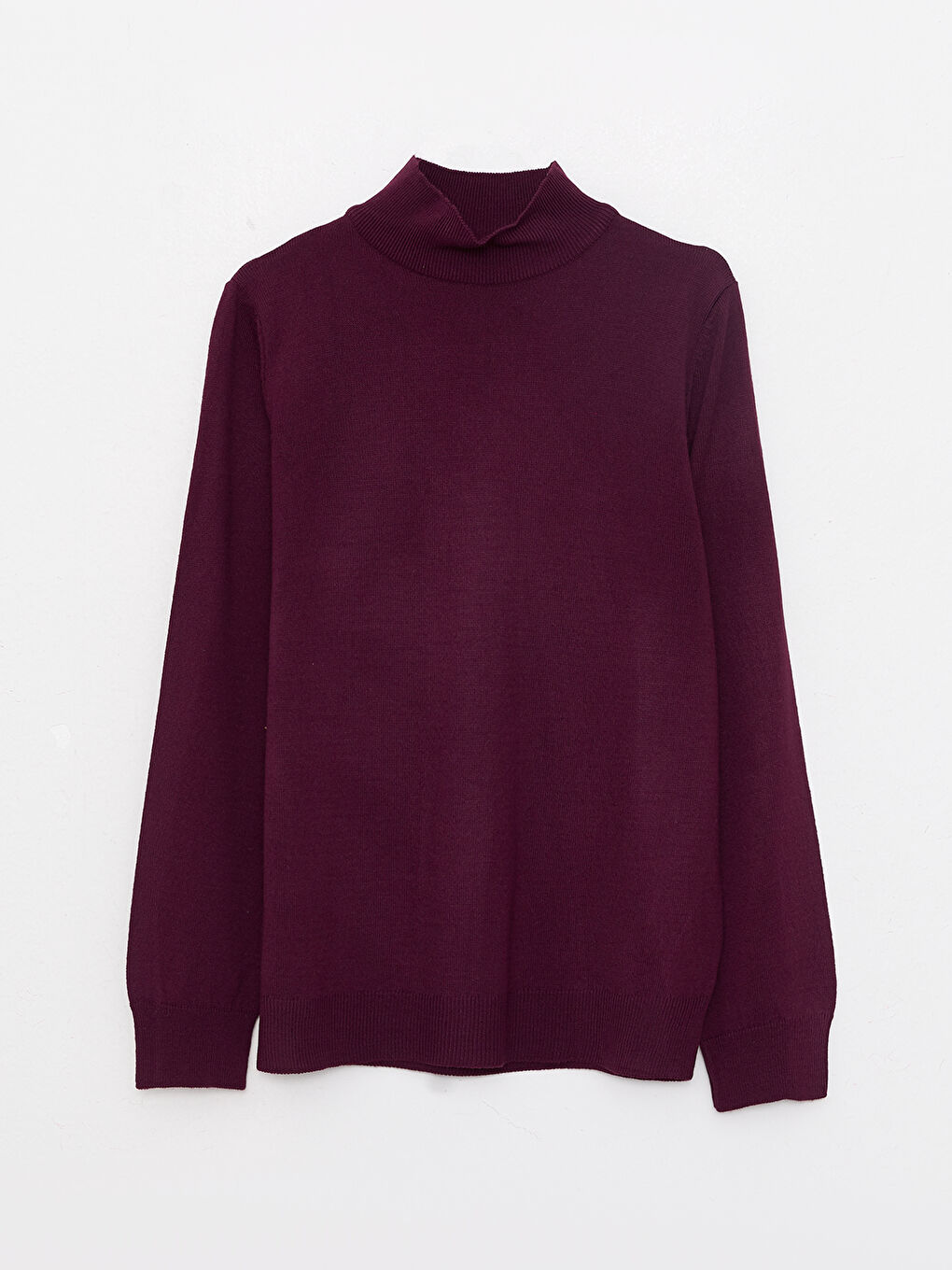 Bordo Yarım Balıkçı Yaka Kadın Triko Kazak-5