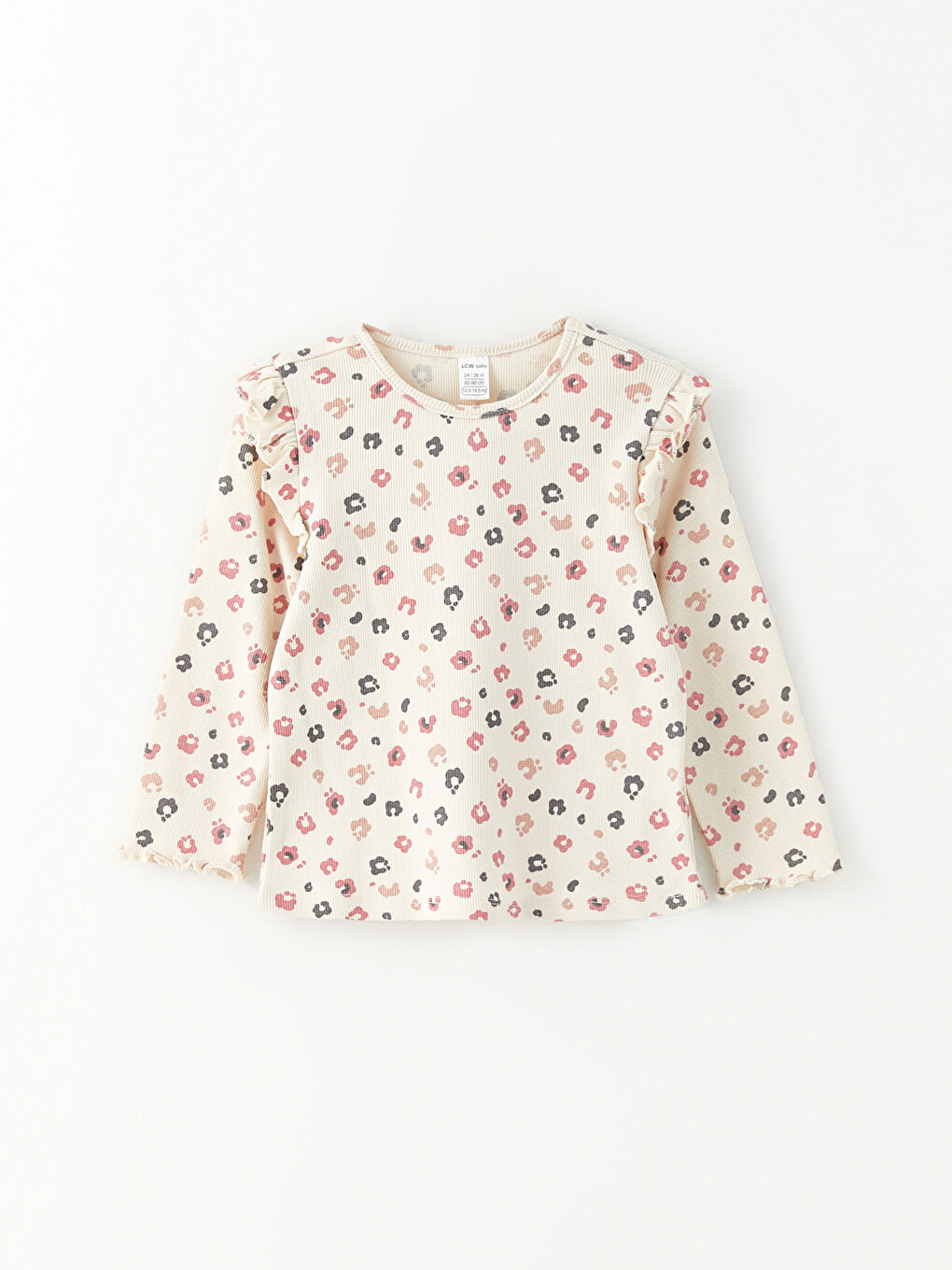 LCW baby Crew Neck Long Sleeve Printed Baby Girls' T-Shirt -W2GE99Z1-LRA