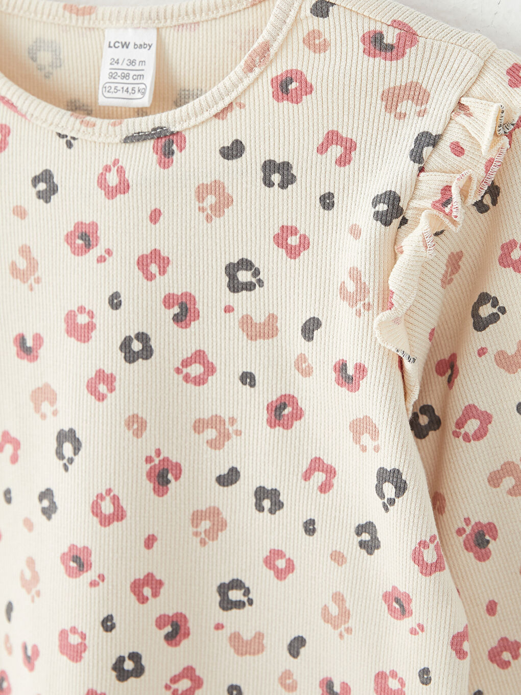 LCW baby Crew Neck Long Sleeve Printed Baby Girls' T-Shirt -W2GE99Z1-LRA