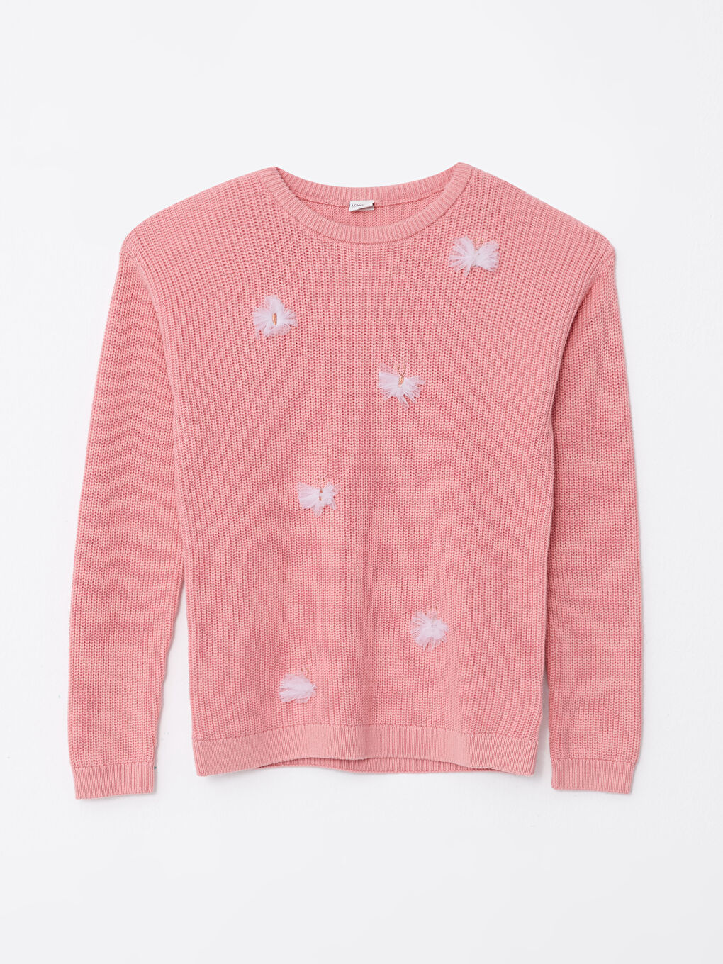Pull-over Brodé à Manches Longues pour Filles Col Rond en Tricot