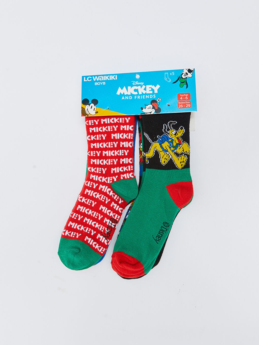 Karışık Mickey Mouse Desenli Erkek Çocuk Soket Çorap 5'li-1