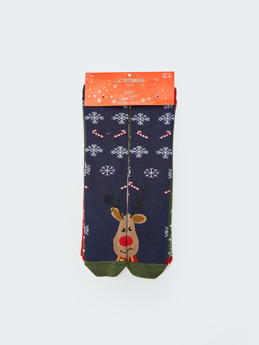 New Year Themed Boys' Ankle Socks 5 Pack-2
