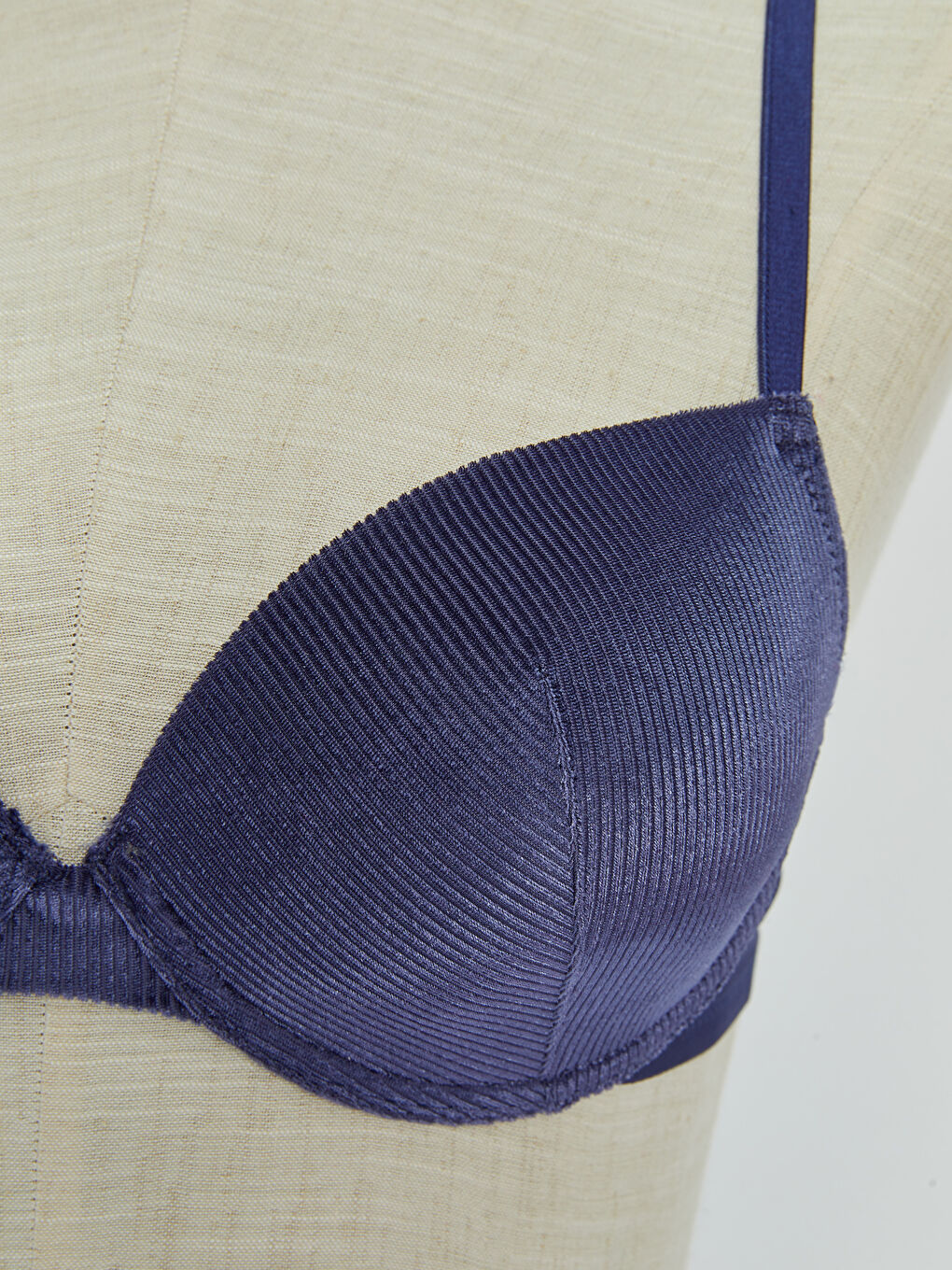 Lacivert Balenli Dolgusuz Düz Tişört Sütyen-2