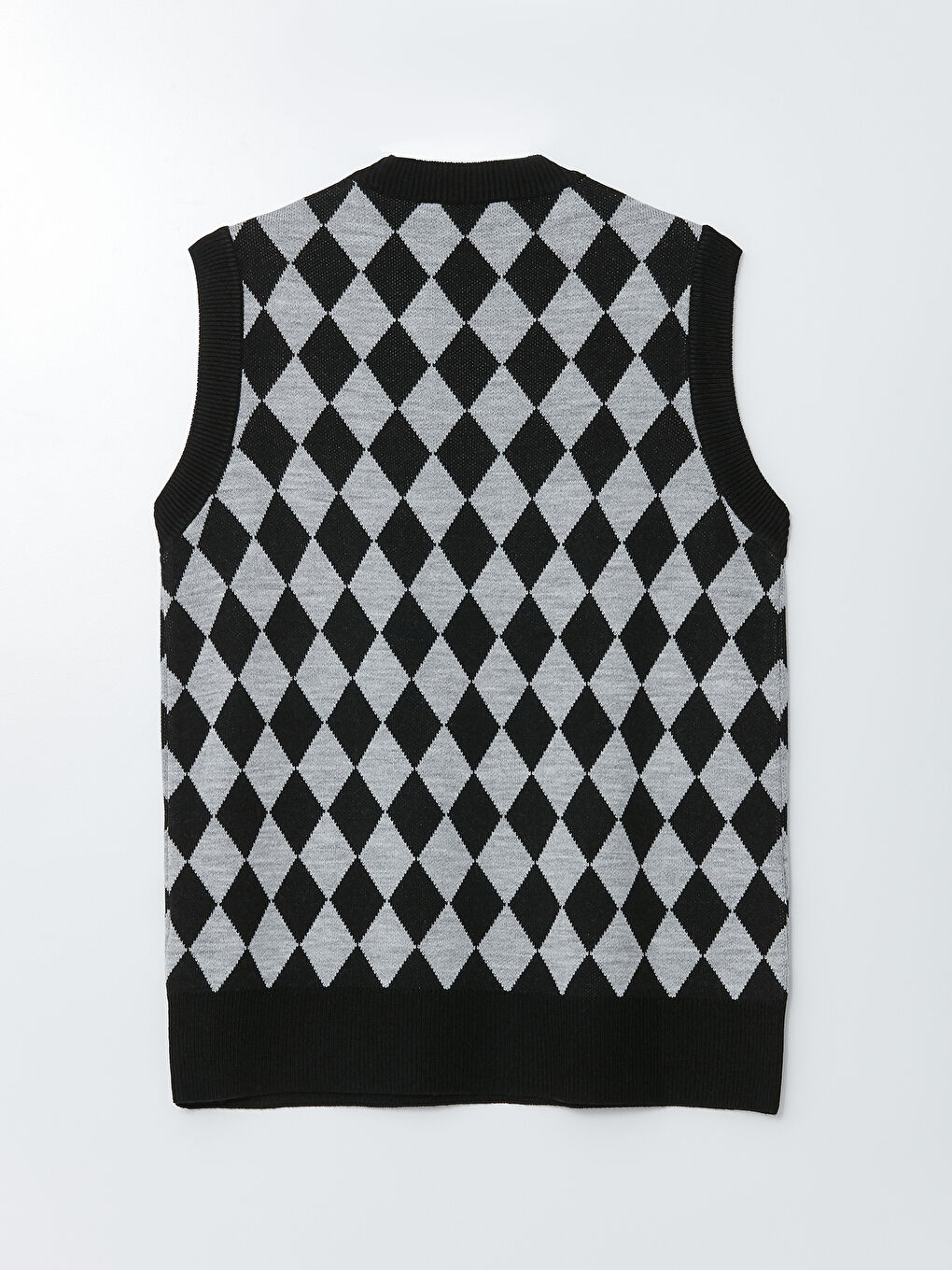 Siyah Bisiklet Yaka Desenli Kadın Triko Süveter-6