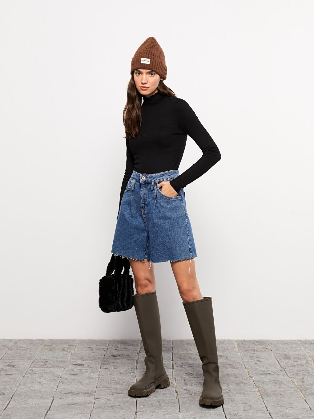 Siyah Kürk Kadın El Çantası-1