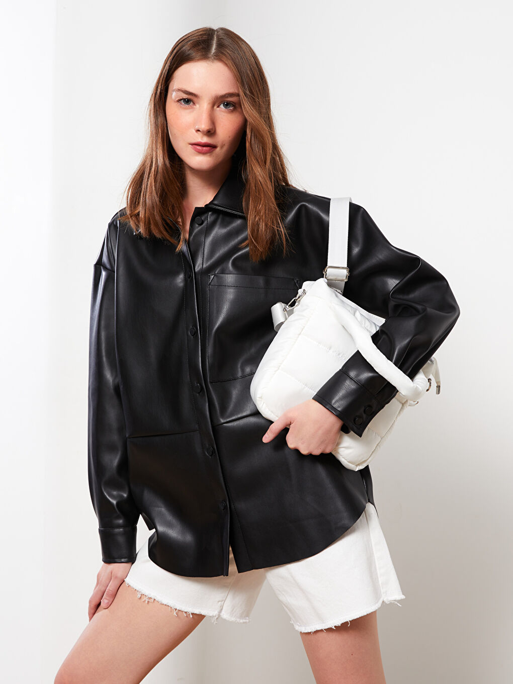 Beyaz Paraşüt Kumaş Kadın Çapraz Çanta-1