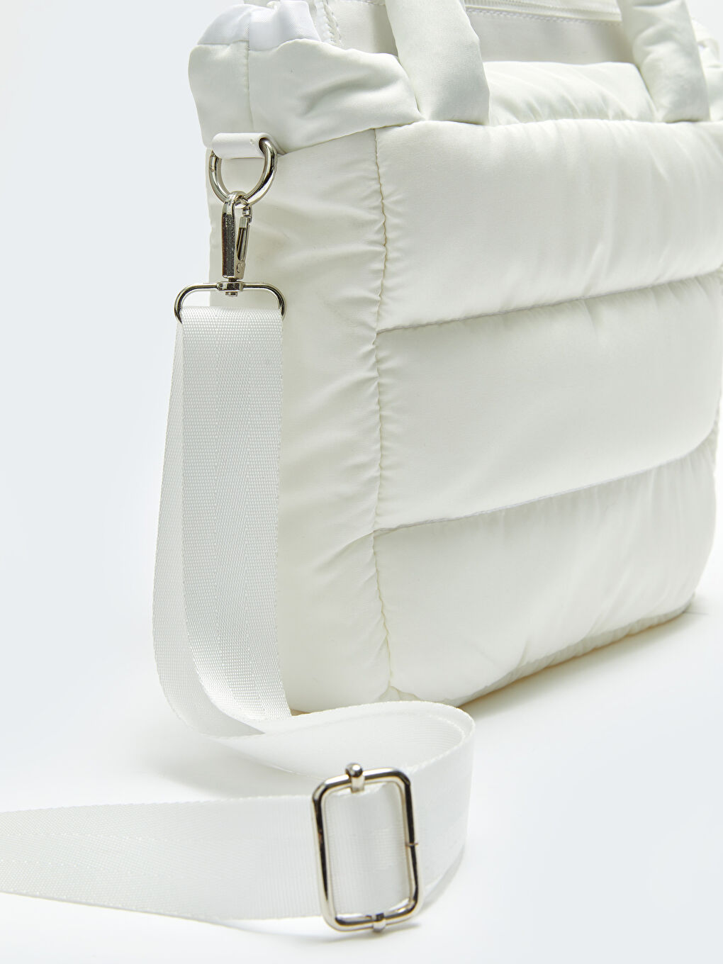 Beyaz Paraşüt Kumaş Kadın Çapraz Çanta-6