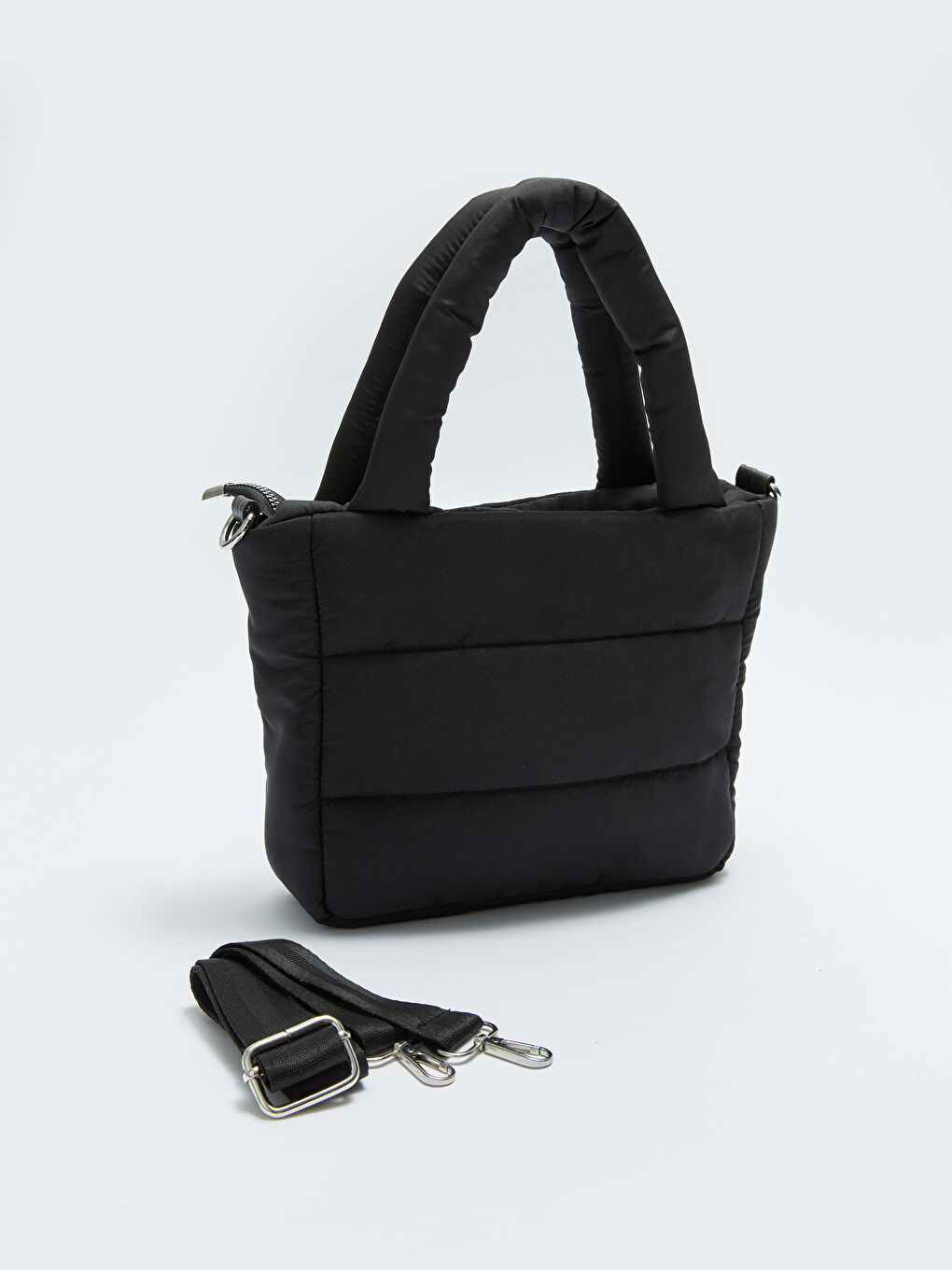 Siyah Paraşüt Kumaş Kadın Çapraz Çanta-3