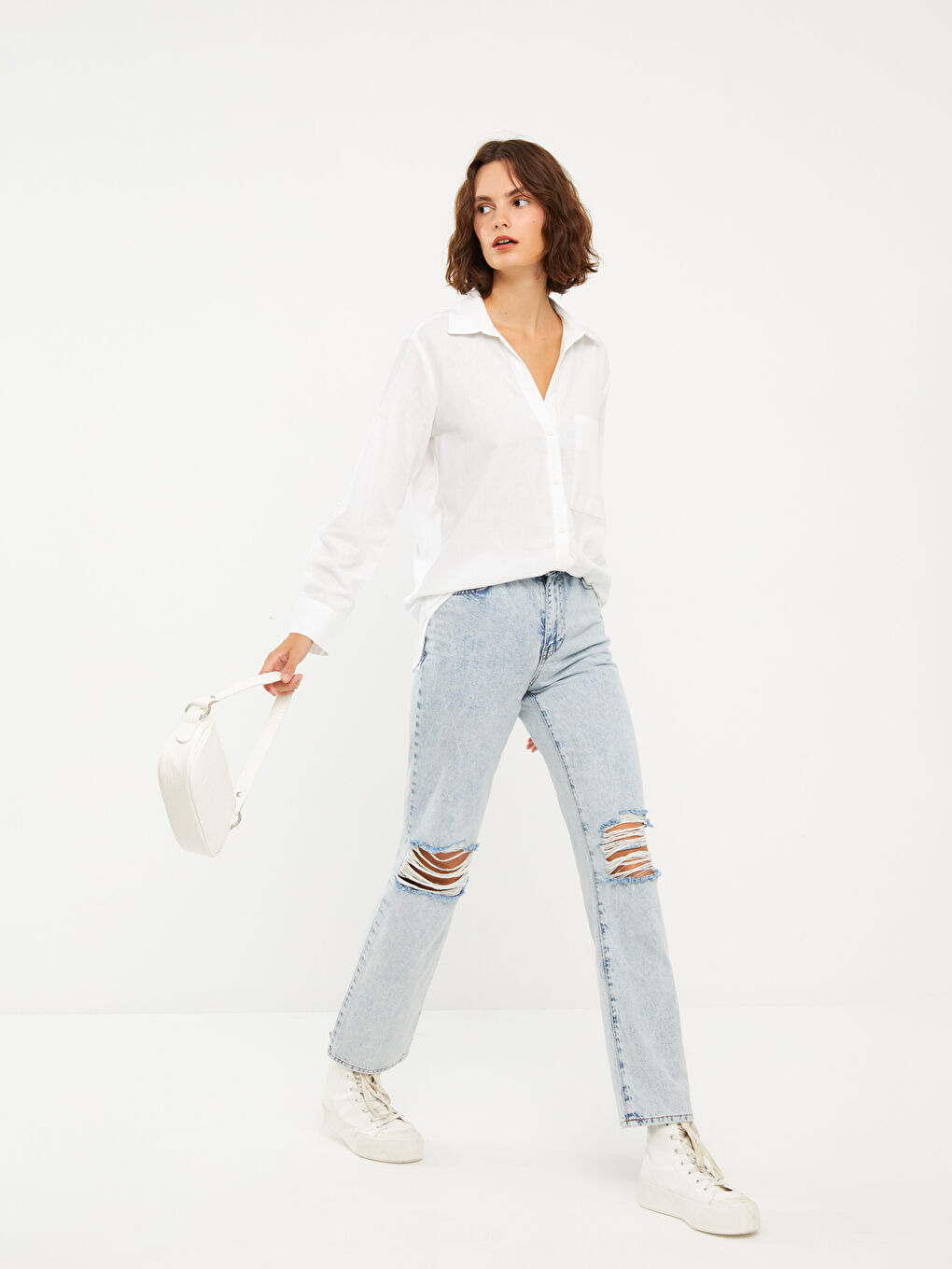 Hoch taillierte Jeans mit geradem Schnitt für Damen