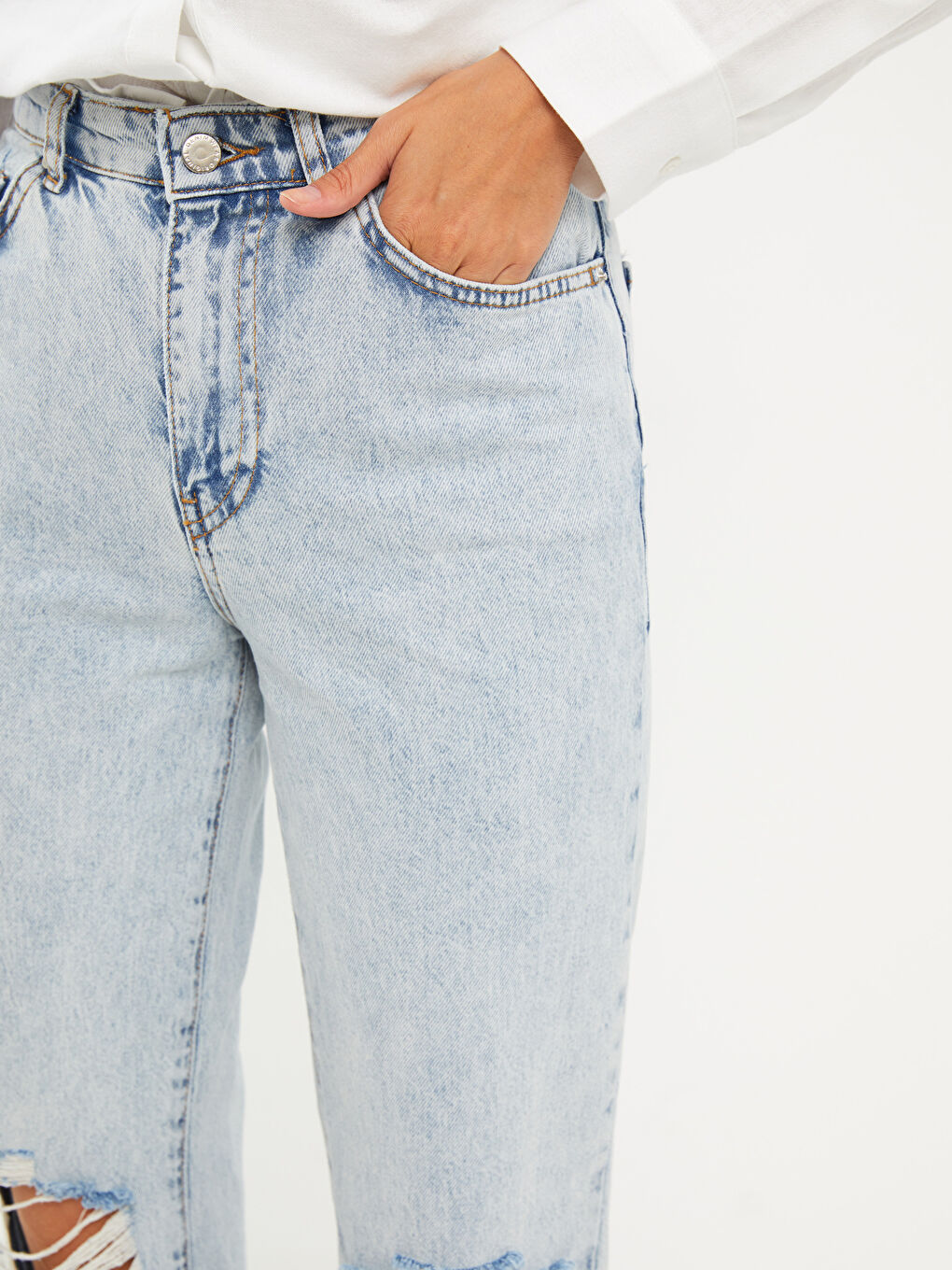 Hoch taillierte Jeans mit geradem Schnitt für Damen-2