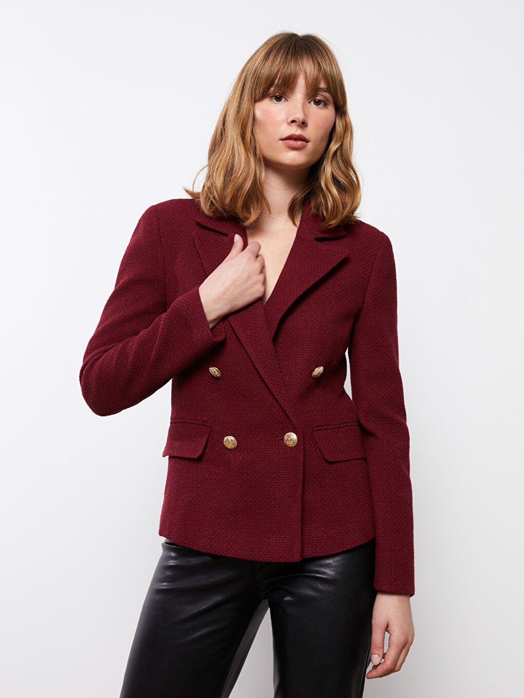 LCW Vision Önden Düğme Kapamalı Uzun Kollu Kadın Blazer Ceket-1