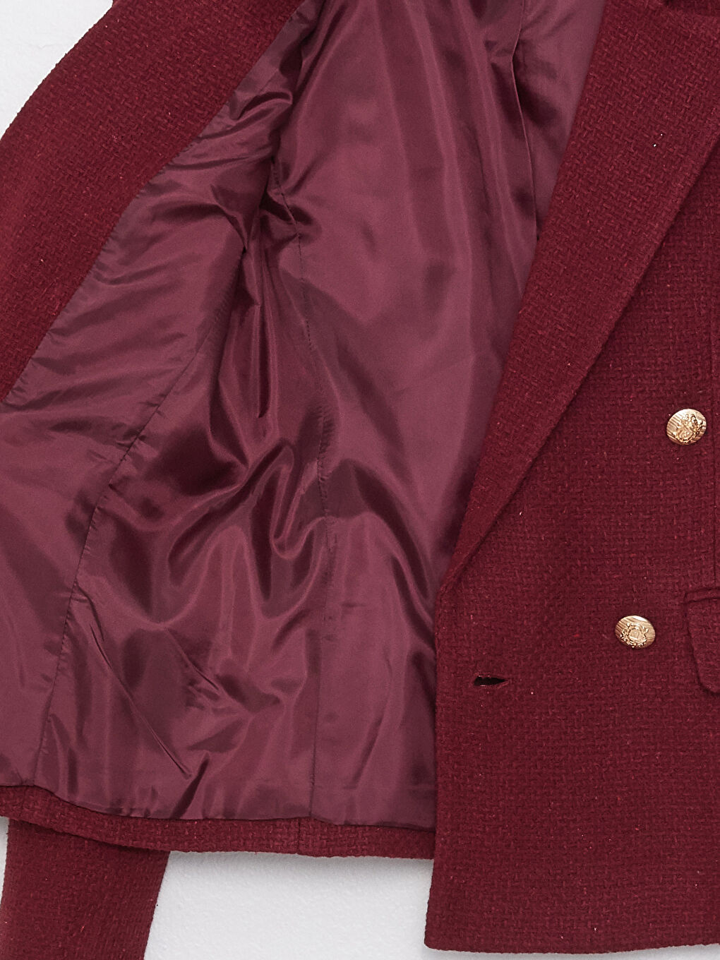 Bordo Önden Düğme Kapamalı Uzun Kollu Kadın Blazer Ceket-6