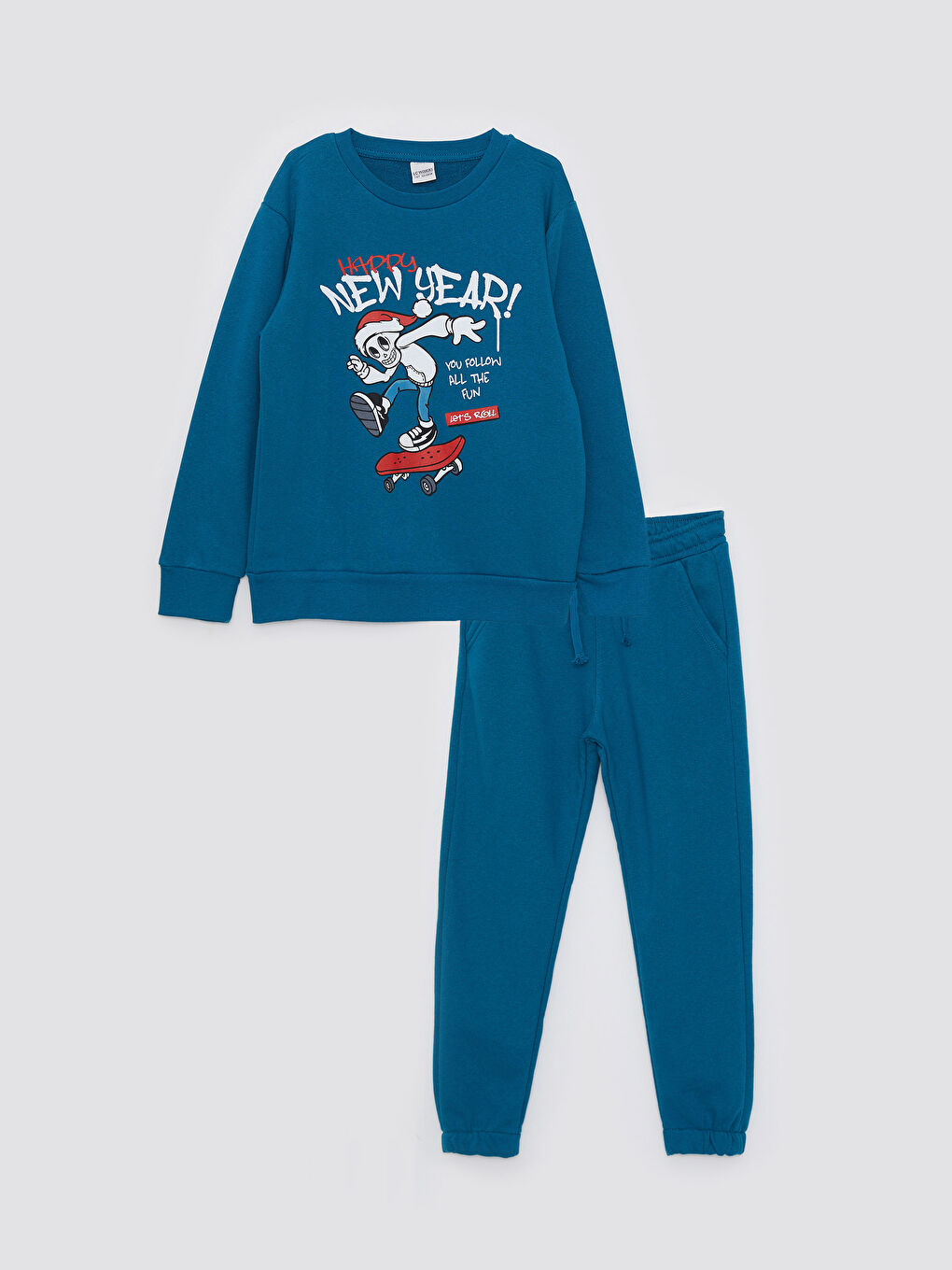 Crew Neck Christmas Themed Long Sleeve Boys Sweatshirt and
