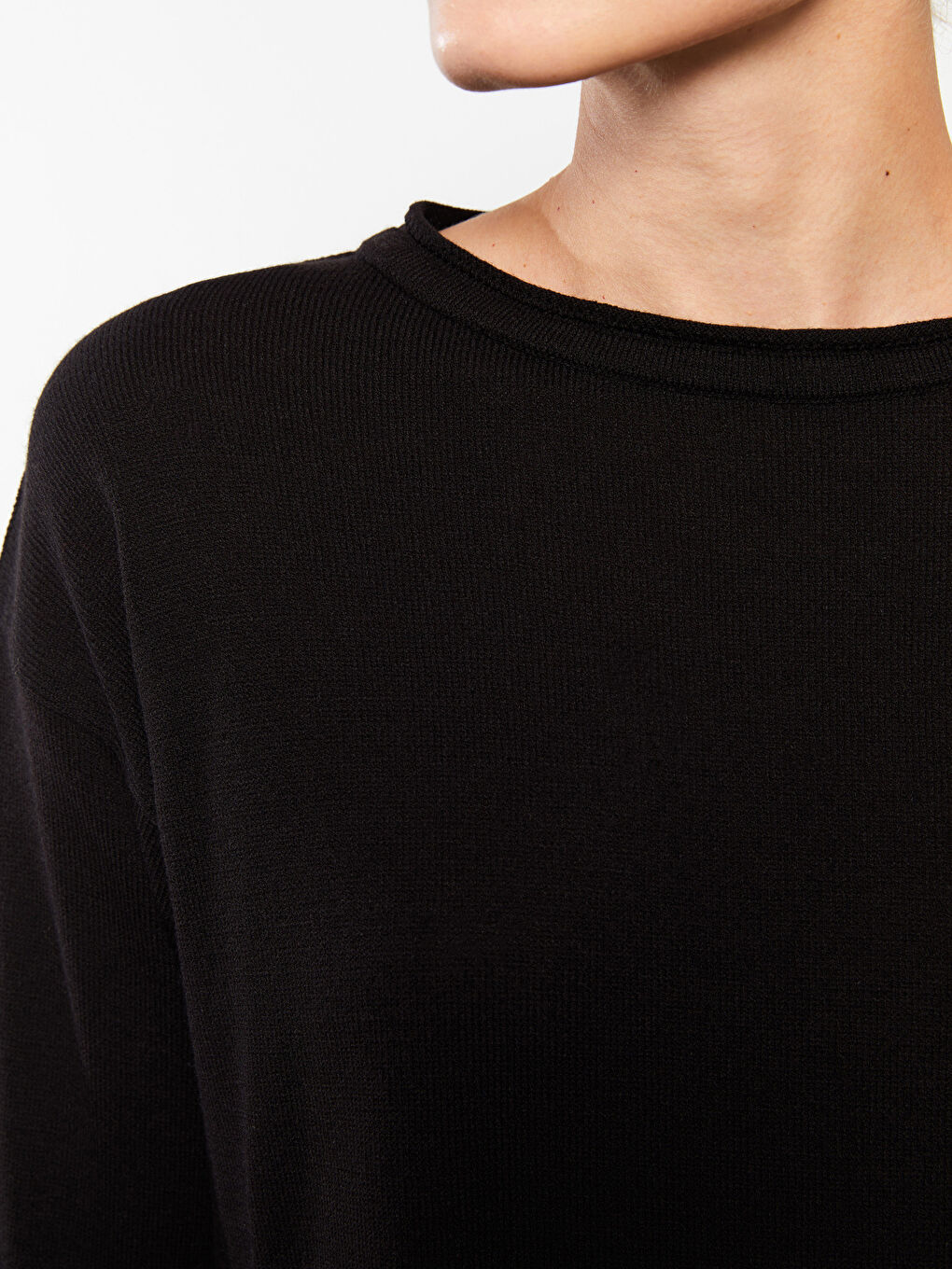 Slash Neck Plain Long Sleeve Women's Knitwear Sweater-3
