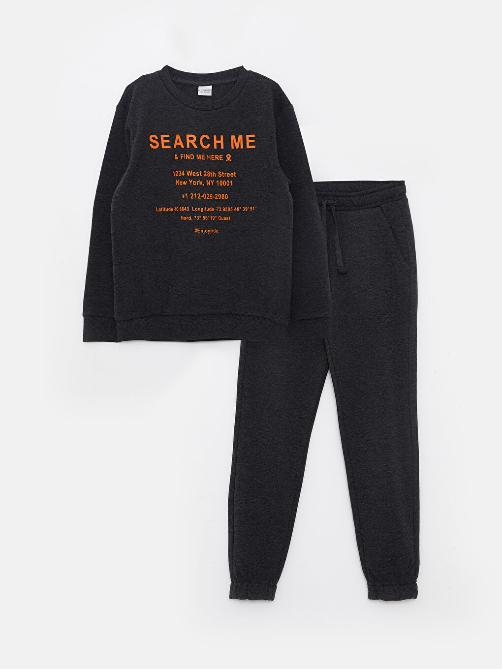 LCW Kids Crew Neck Printed Long Sleeve Boys' Sweatshirt and Tracksuit Bottoms -W2GG82Z4-DW2