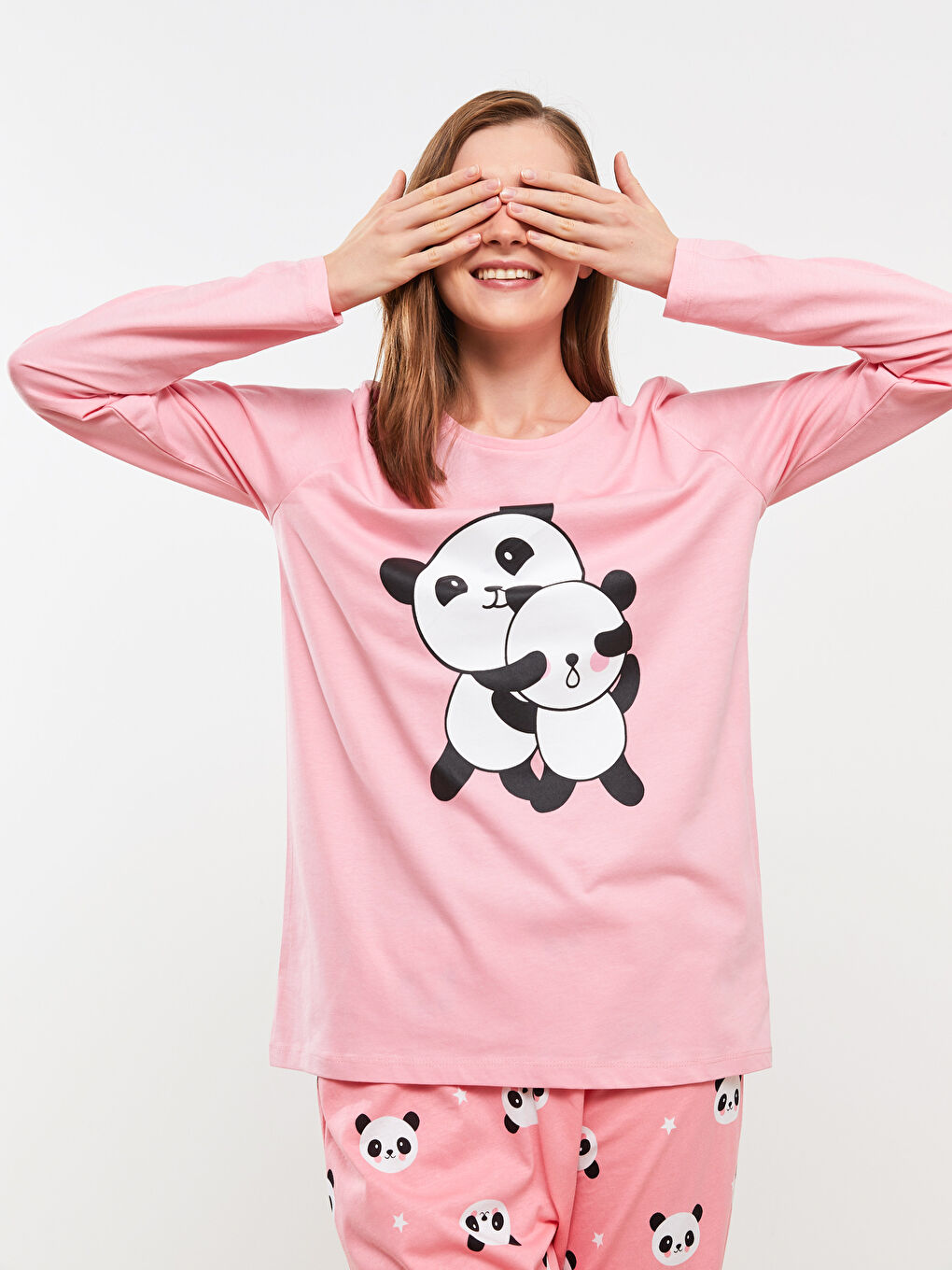 Crew Neck Printed Long Sleeve Women's Pyjama Set-2
