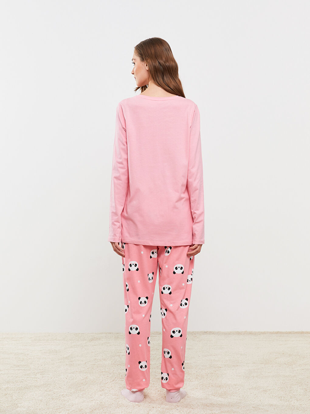 Crew Neck Printed Long Sleeve Women's Pyjama Set-6