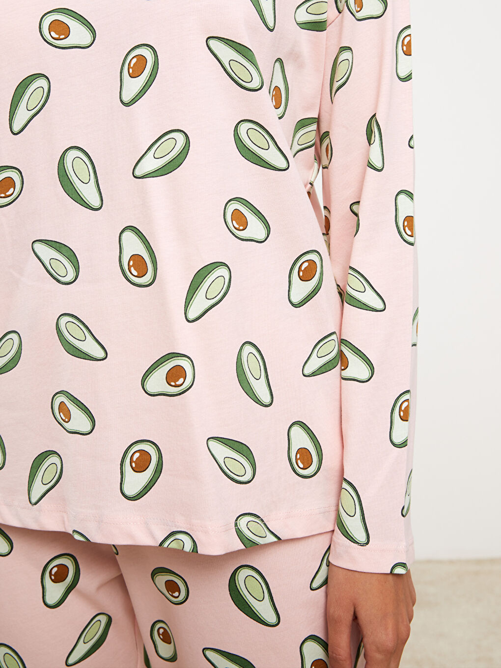 Crew Neck Printed Long Sleeve Women's Pyjama Set-3