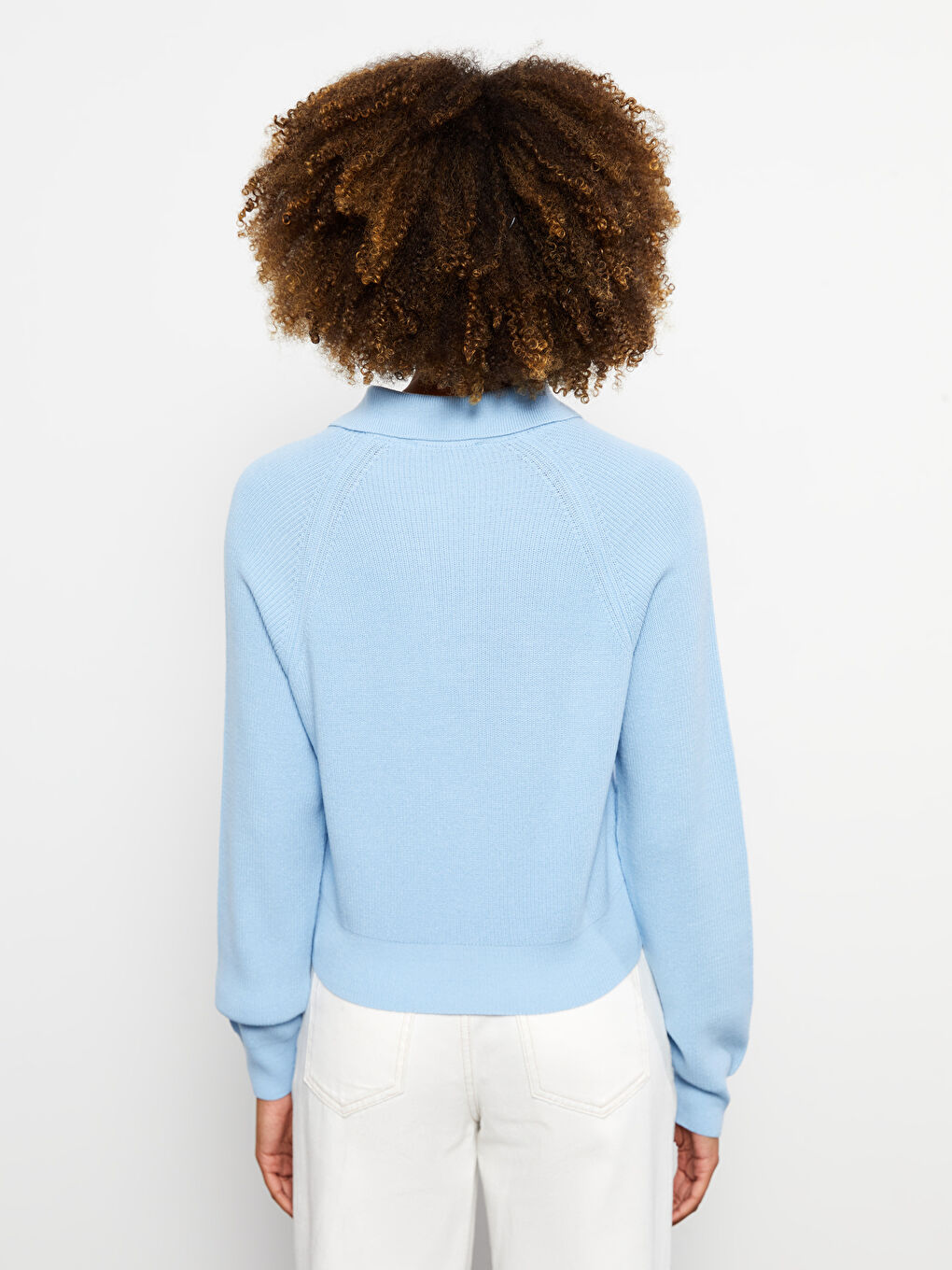 Mavi Polo Yaka Kadın Triko Kazak-4