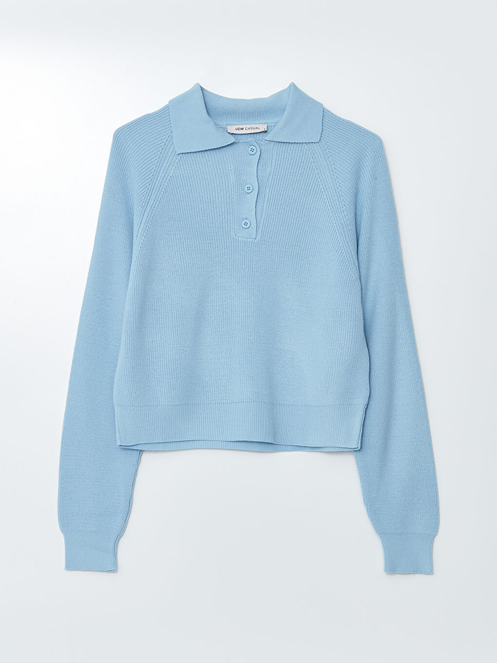 Mavi Polo Yaka Kadın Triko Kazak-5