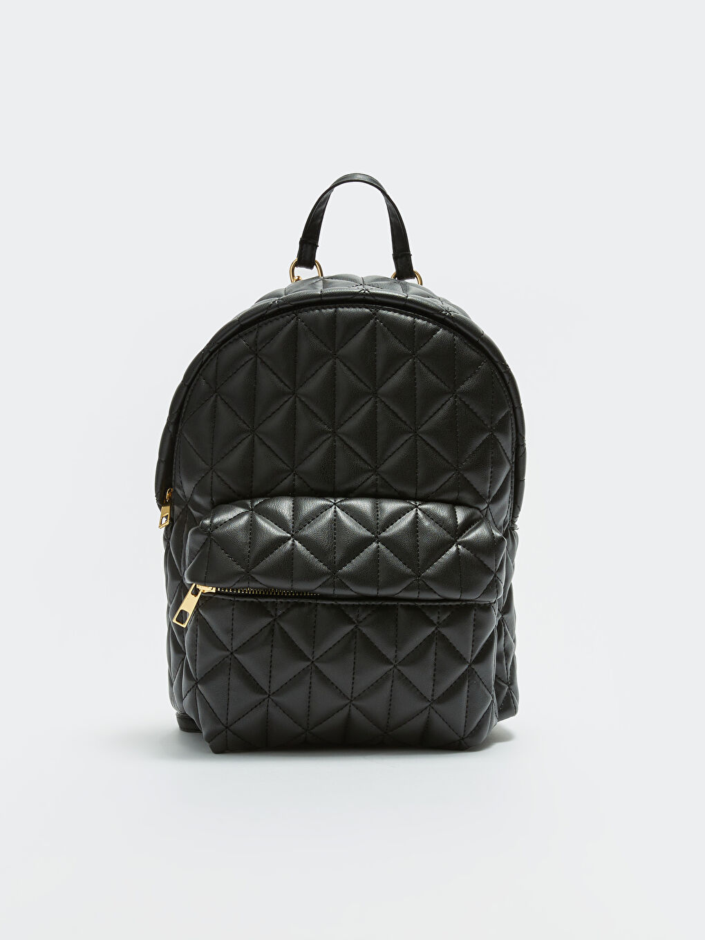 Siyah Deri Görünümlü Kapitoneli Kadın Sırt Çantası-3