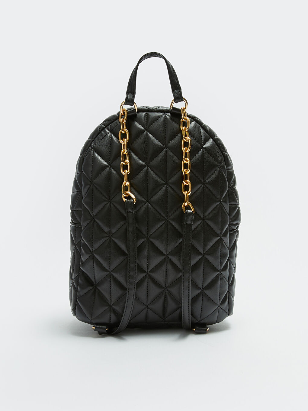 Siyah Deri Görünümlü Kapitoneli Kadın Sırt Çantası-5