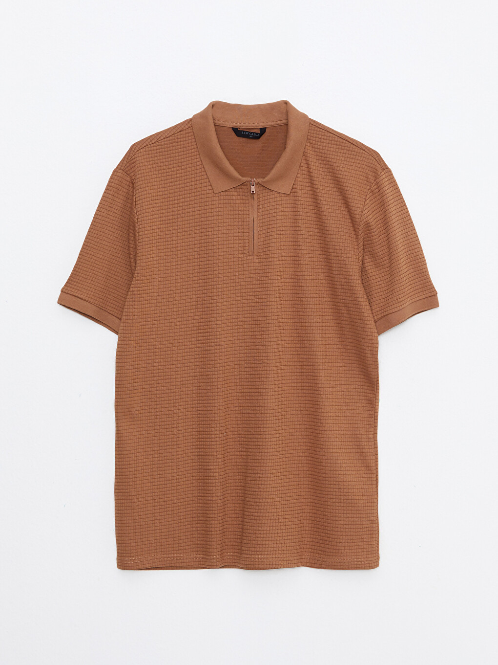 Kahverengi Polo Yaka Kısa Kollu Erkek Tişört-5