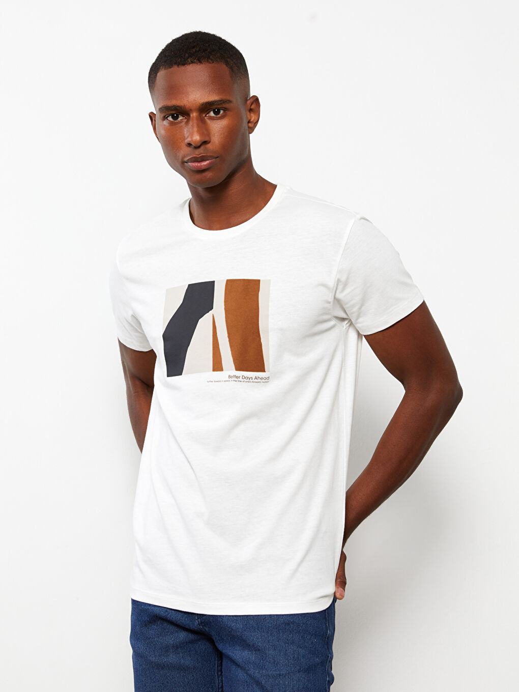 LC Waikiki Crew Neck Short Sleeve Printed Combed Cotton Men's T-shirt -W2GH54Z8-R5B
