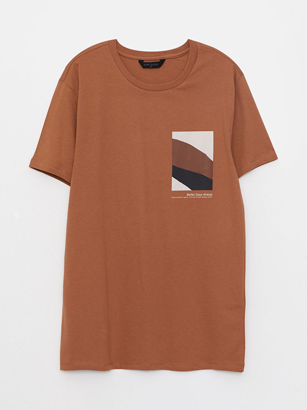 Kahverengi Bisiklet Yaka Kısa Kollu Baskılı Penye Erkek Tişört-6
