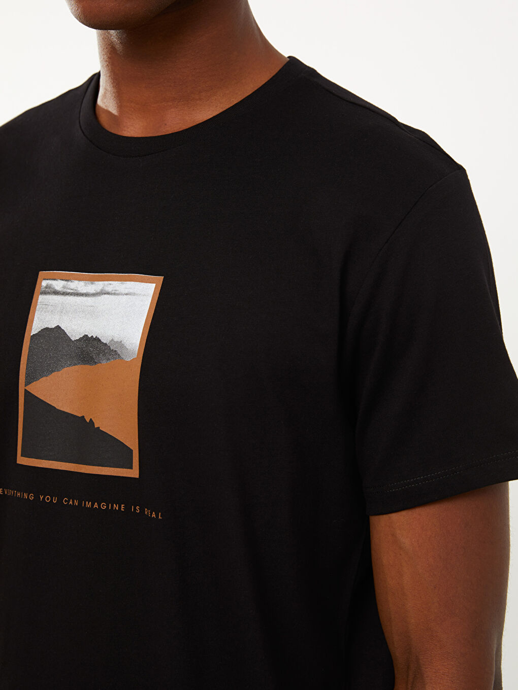 Crew Neck Short Sleeve Printed Combed Cotton Men's T-shirt-3