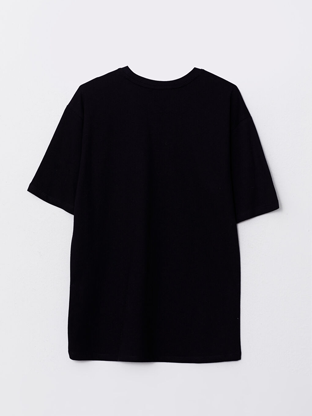 Siyah Bisiklet Yaka Penye Erkek Tişört-6