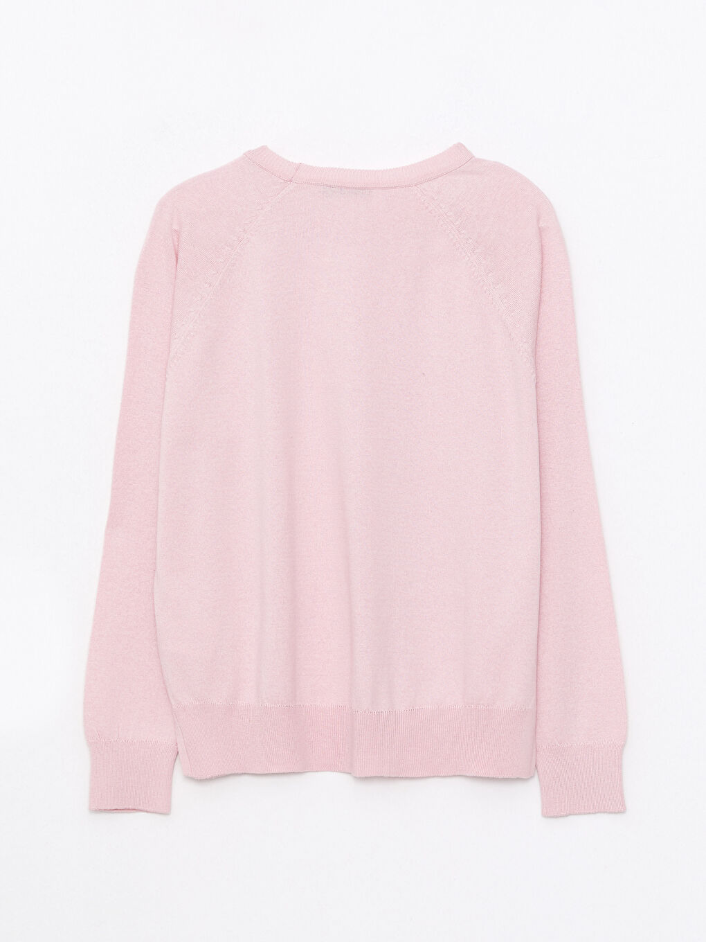 Pembe Bisiklet Yaka Düz Uzun Kollu Kadın Triko Kazak-6