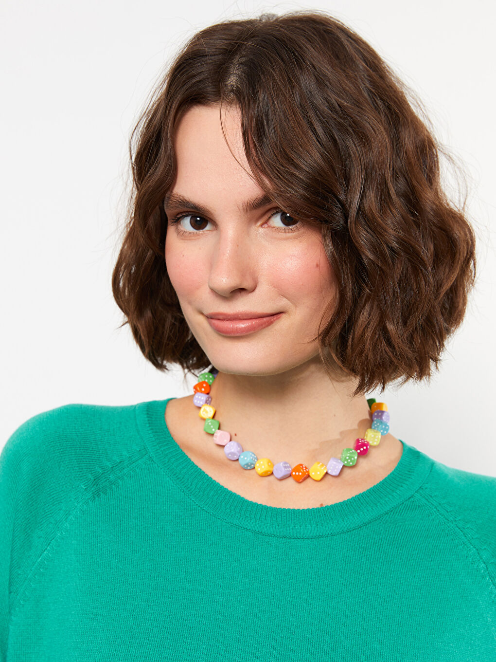 Turkuaz Bisiklet Yaka Düz Uzun Kollu Kadın Triko Kazak-2