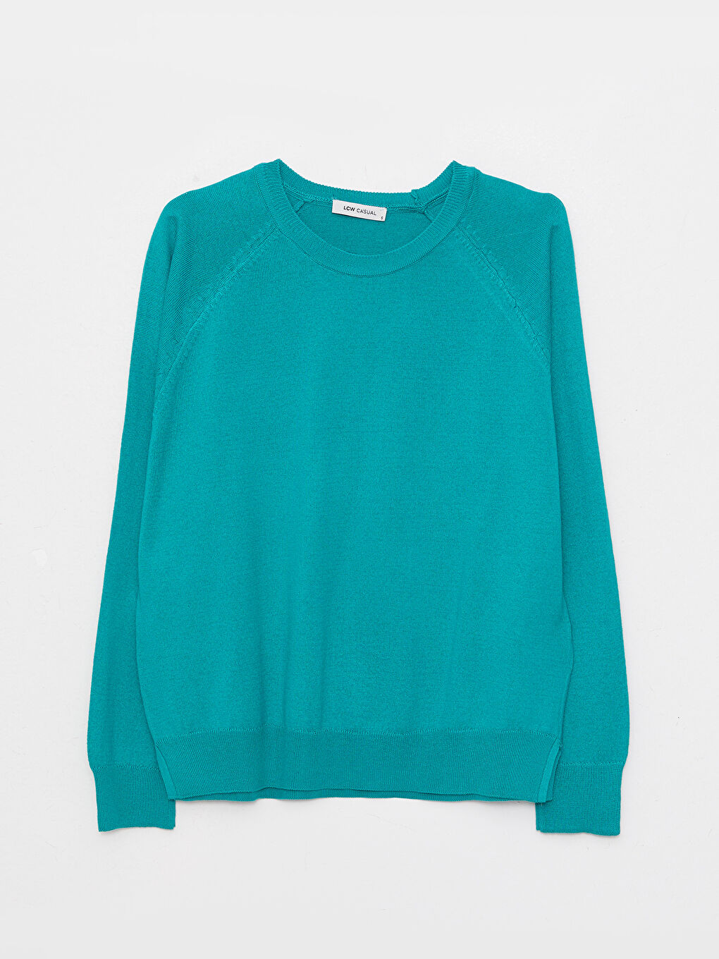 Turkuaz Bisiklet Yaka Düz Uzun Kollu Kadın Triko Kazak-5